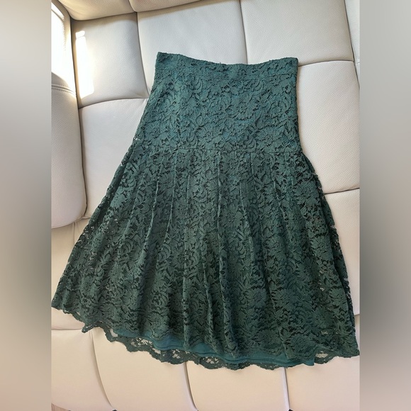 re:named Dark Green Lace A-Line Skirt - Picture 1 of 8